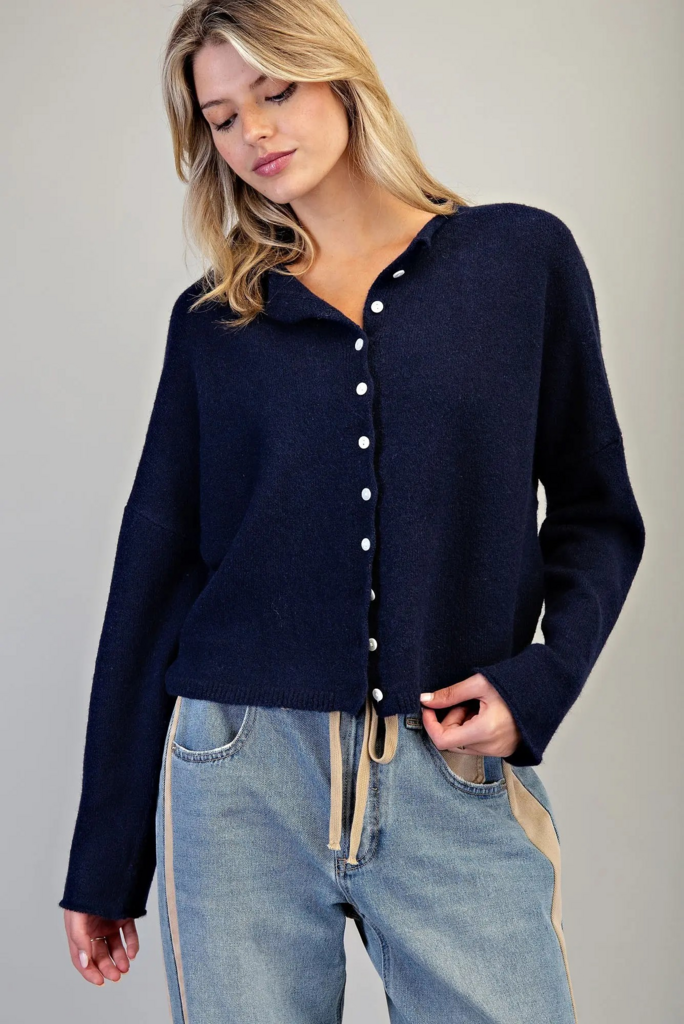 mystic midnight button down cardigan