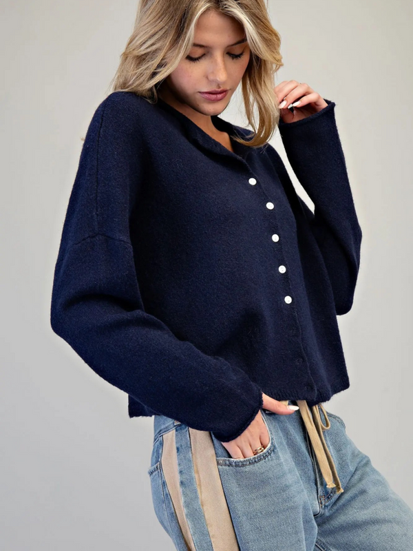 mystic midnight button down cardigan