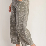 vintage army paisley printed barrel jeans