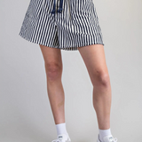 midnight striped rope belt shorts