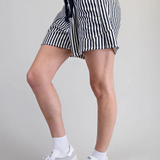 midnight striped rope belt shorts