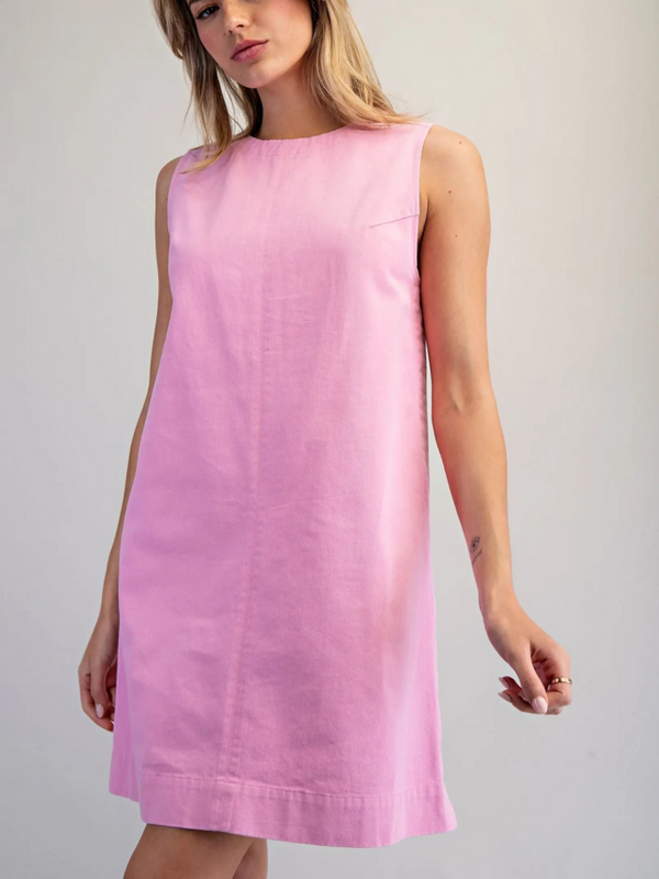 orchid pink sleeveless back zip mini dress