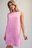 orchid pink sleeveless back zip mini dress