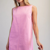 orchid pink sleeveless back zip mini dress