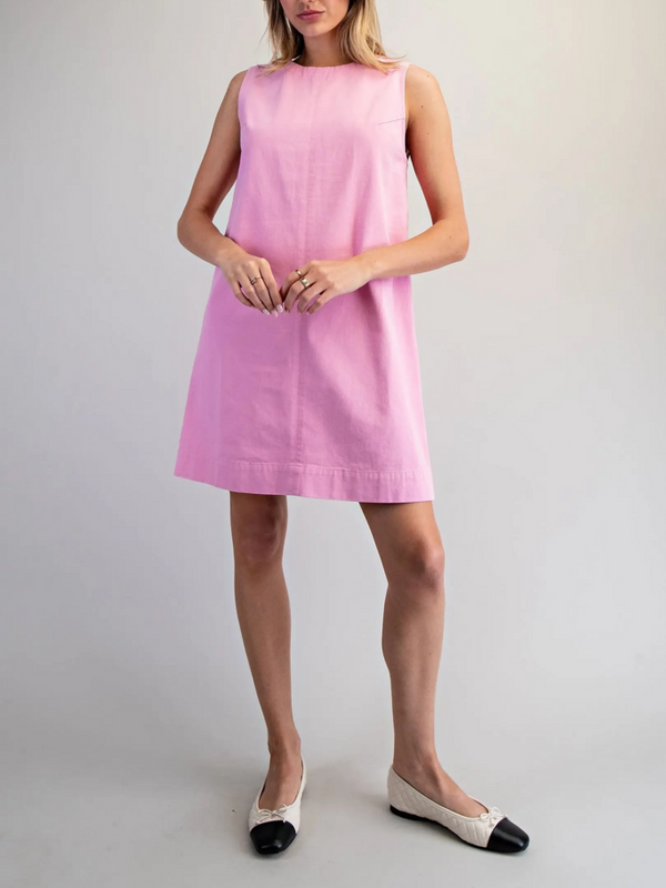 orchid pink sleeveless back zip mini dress