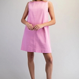 orchid pink sleeveless back zip mini dress