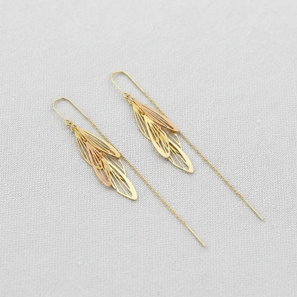 Leaf-Inspired Long Tassel Earrings