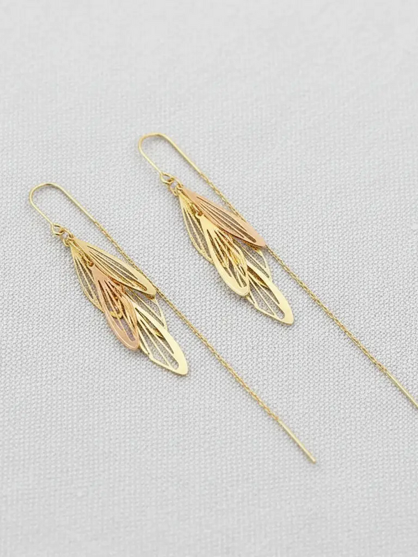 Leaf-Inspired Long Tassel Earrings