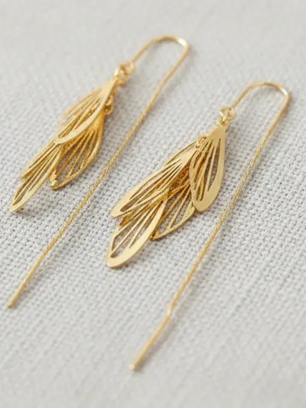 Leaf-Inspired Long Tassel Earrings