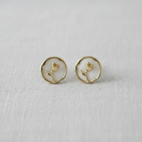 French Rose Pearl Stud Earrings