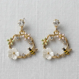 Bee and Floral Wreath Earrings