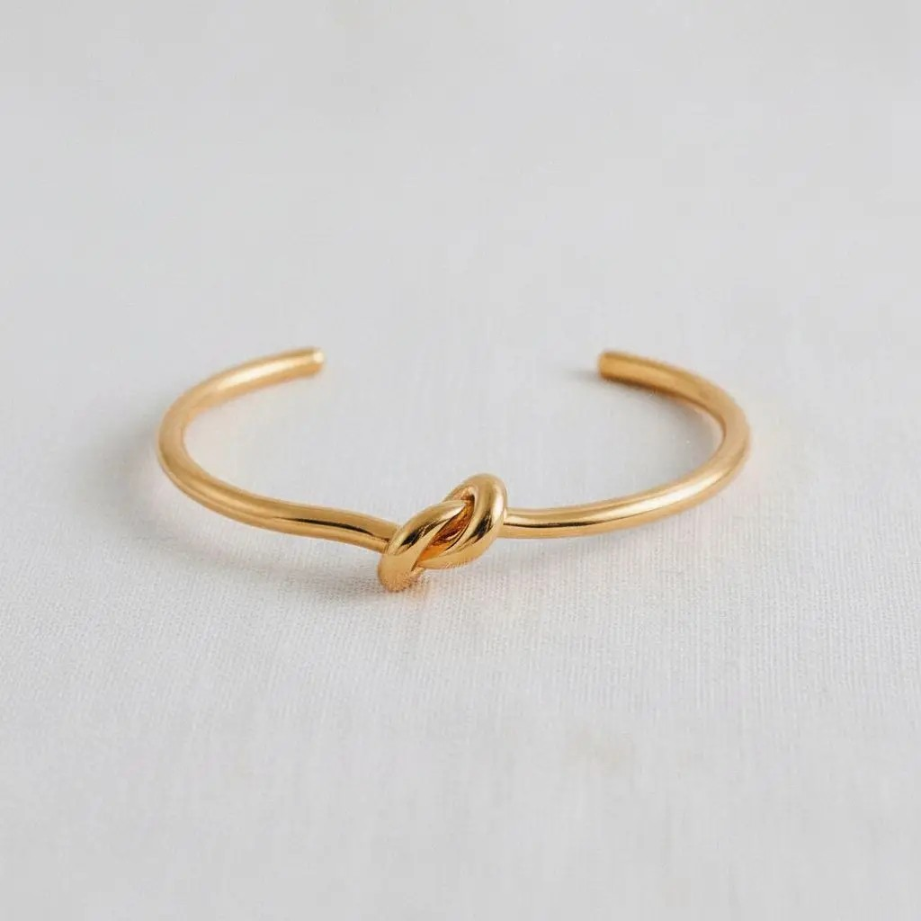 Gold Plated Knot Open Bracelet