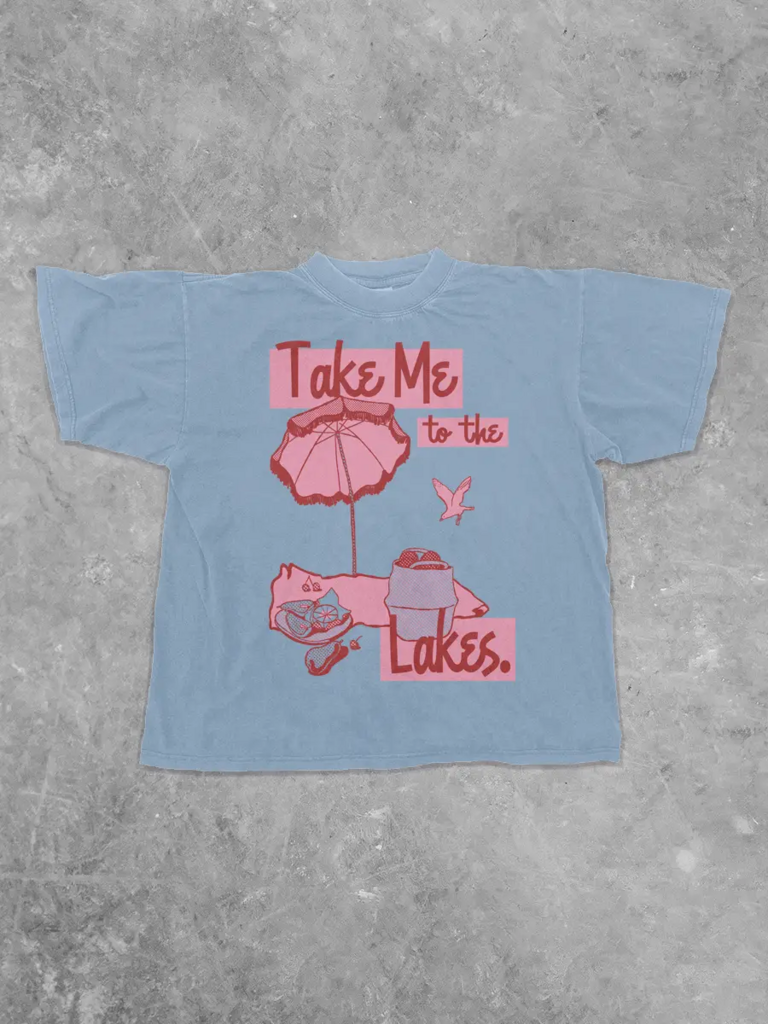 clear blue take me to the lakes boxy T