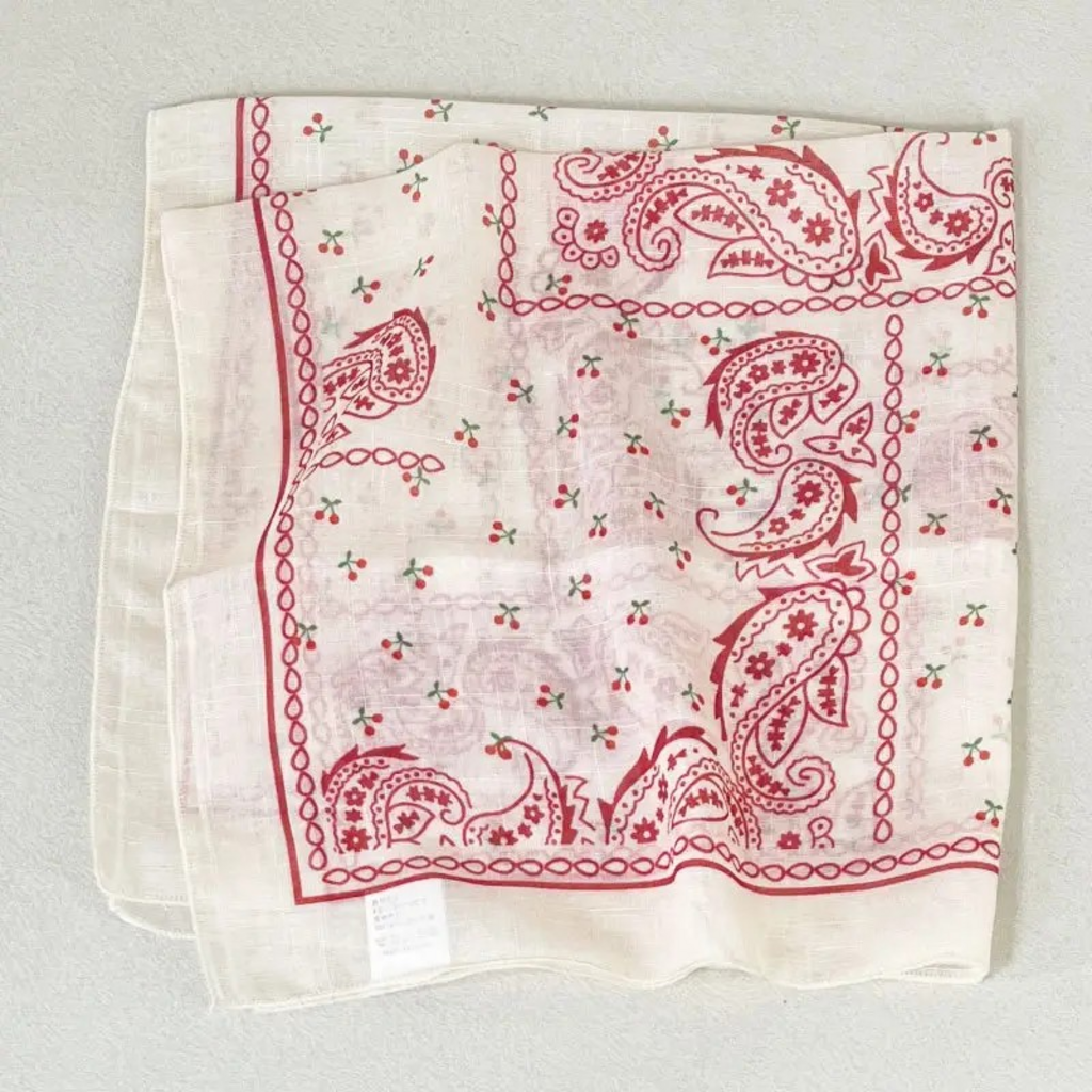 cherry and paisley floral bandana