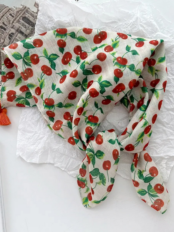 Cherry Bandana With Tassels