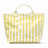 yellow color block striped waterproof tote bag