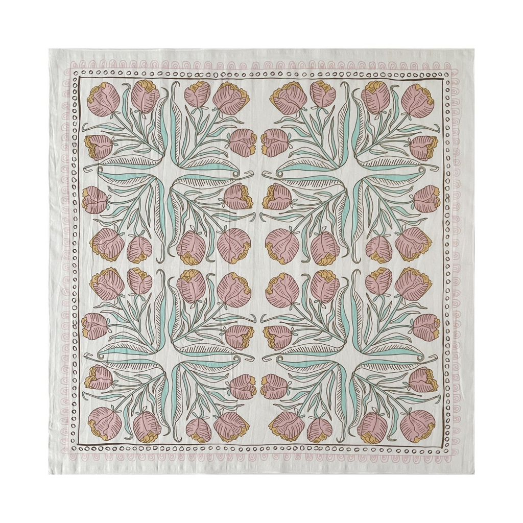 Beige & Pink Floral Bandana