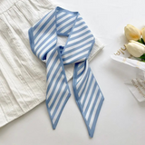 blue and white striped skinny scarf