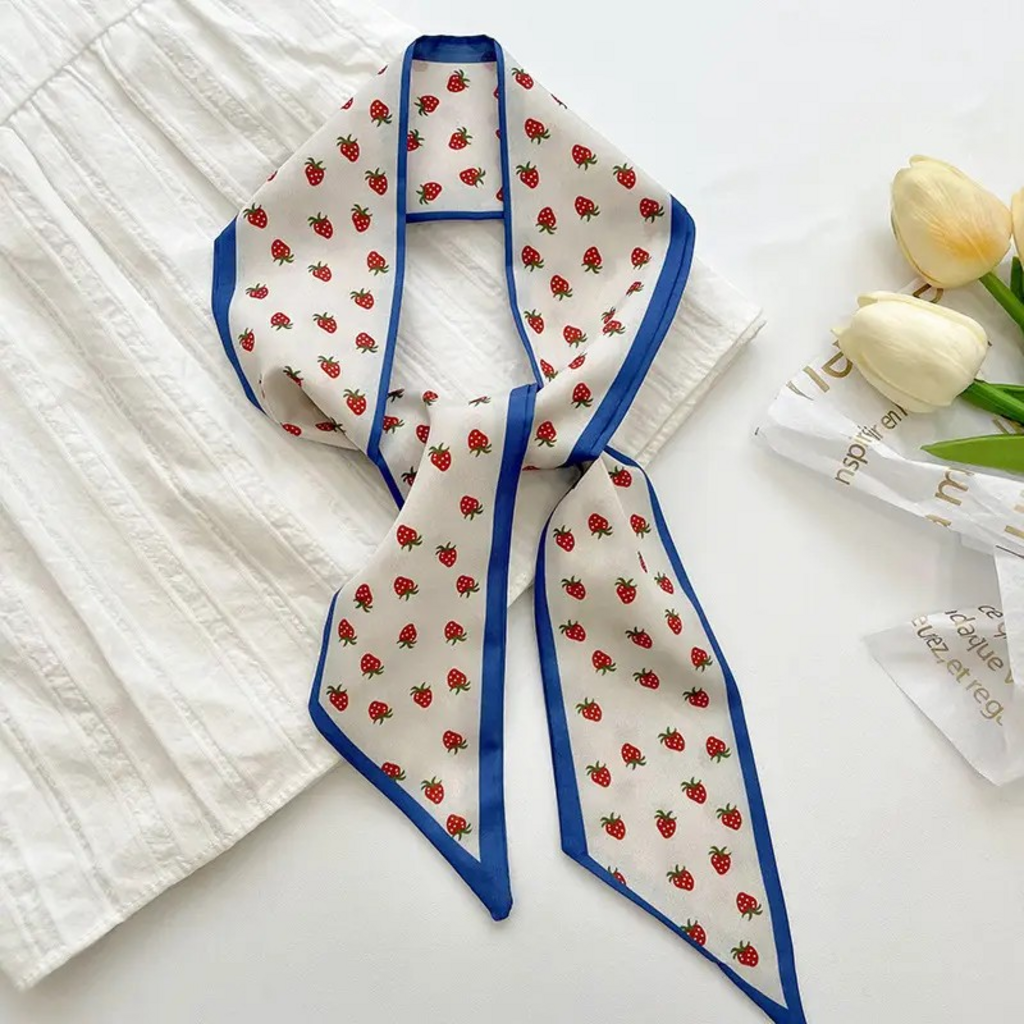 strawberry pattern skinny scarf