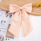 peach plaid hair bow clip