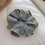 black checkered frill oversized scrunchie