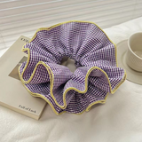 purple checkered frill oversized scrunchie