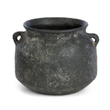 dark round terracotta vase with handles