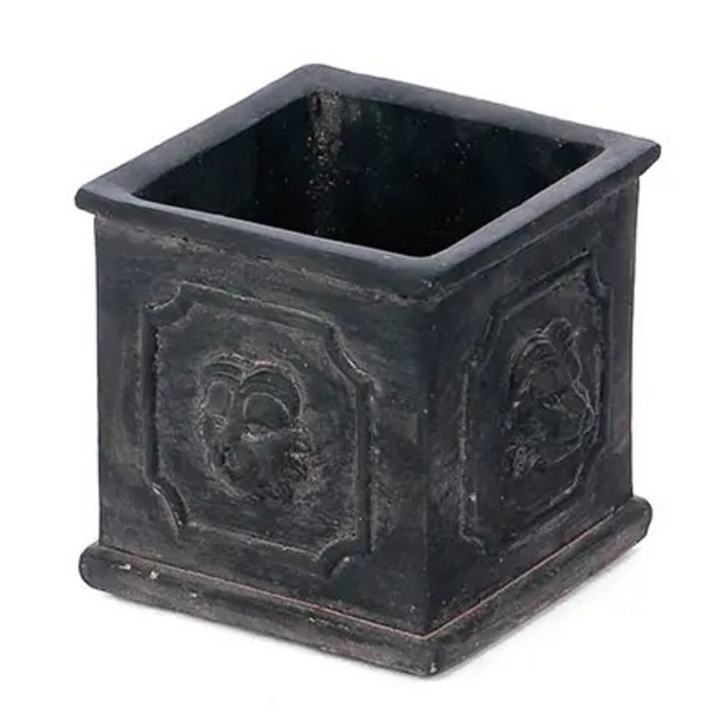 small square planter with lion detail market
