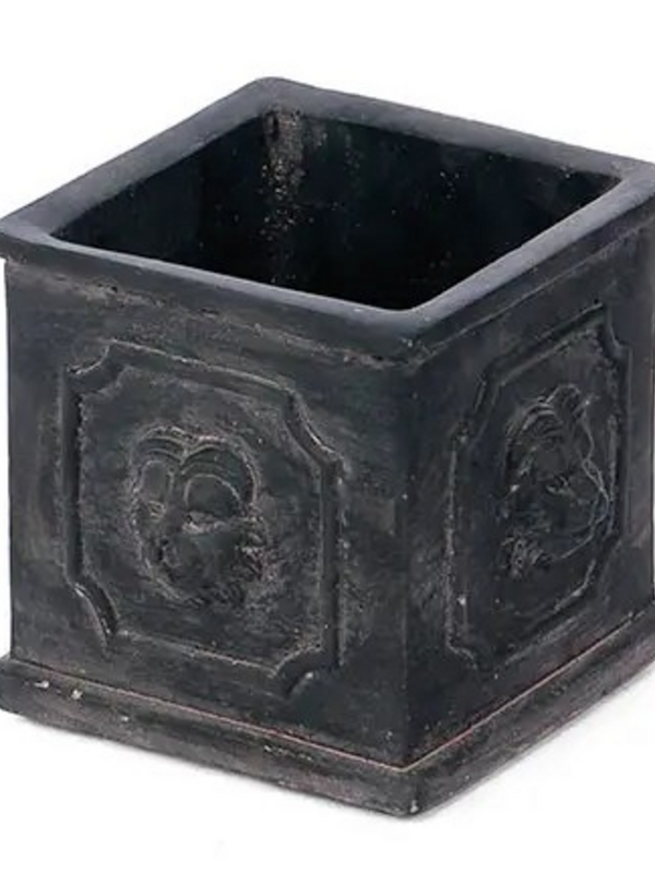 small square planter with lion detail market