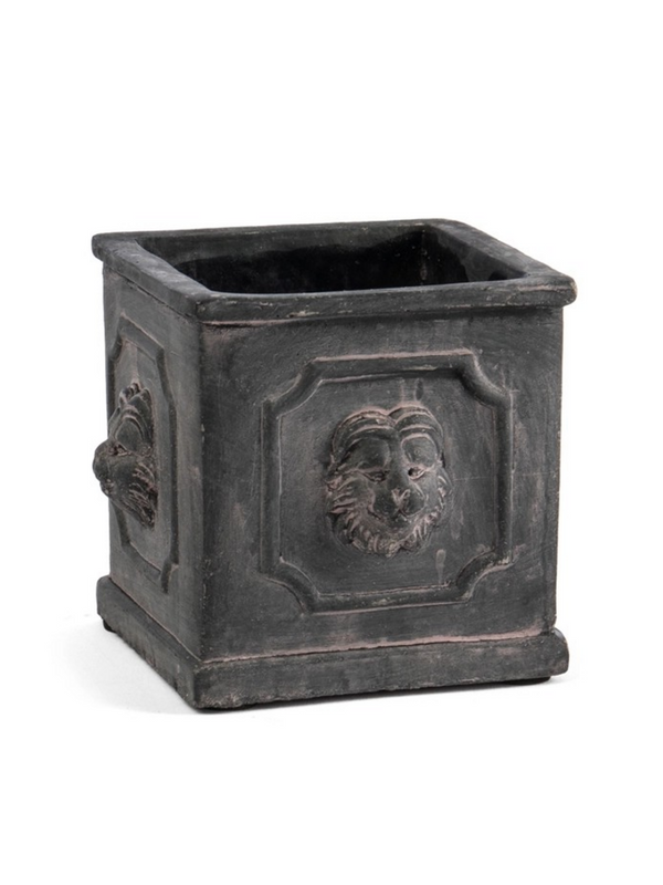 small square planter with lion detail market