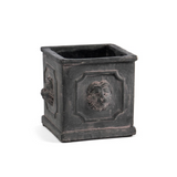 small square planter with lion detail market