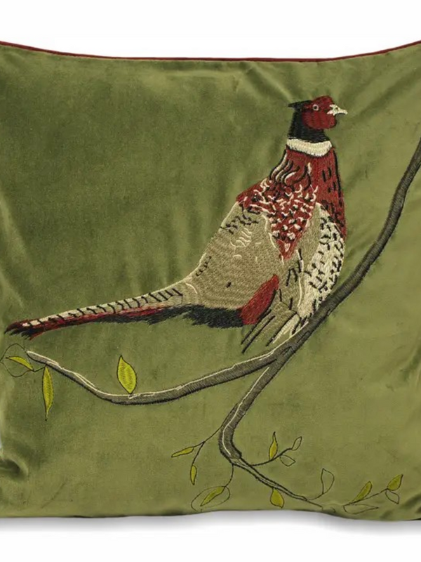 Hunter Velvet Pheasant Cushion