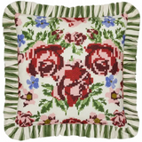 Ruffled Willow Green Cotton Cushion