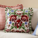Ruffled Willow Green Cotton Cushion