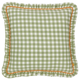 Sage Gingham Cushion with Contrast piping