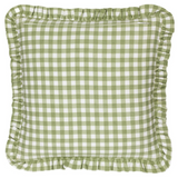 Sage Gingham Cushion with Contrast piping