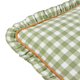 Sage Gingham Cushion with Contrast piping