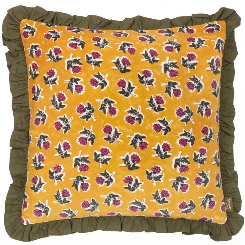 Hunter and Gold Floral Cushion