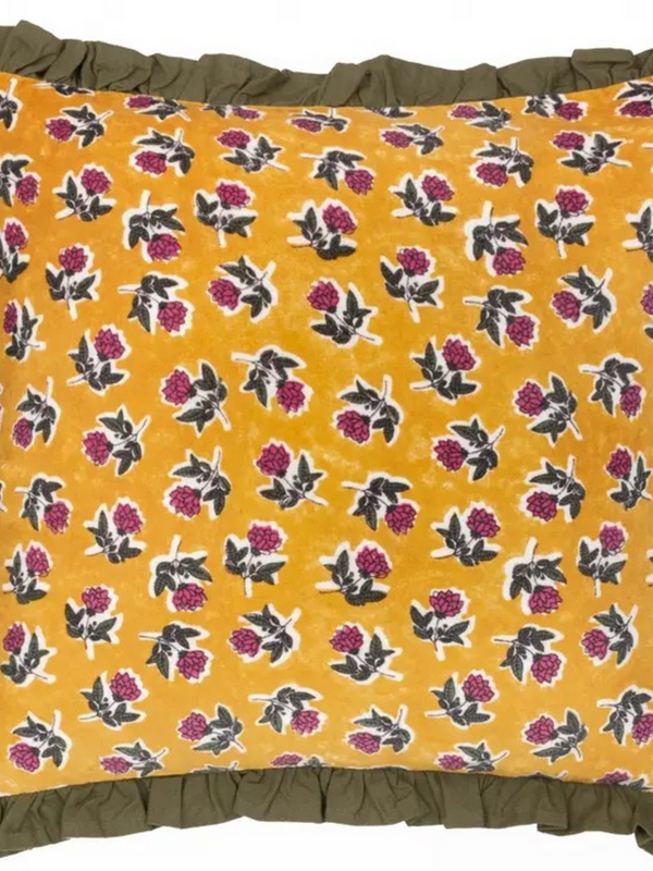 Hunter and Gold Floral Cushion