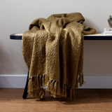 Woven Fringed Olive Throw