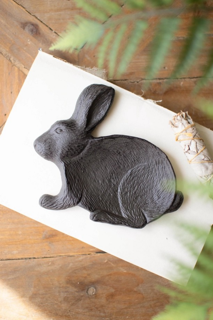 cast iron rabbit trinket dish