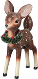 standing deer with wreath around the neck