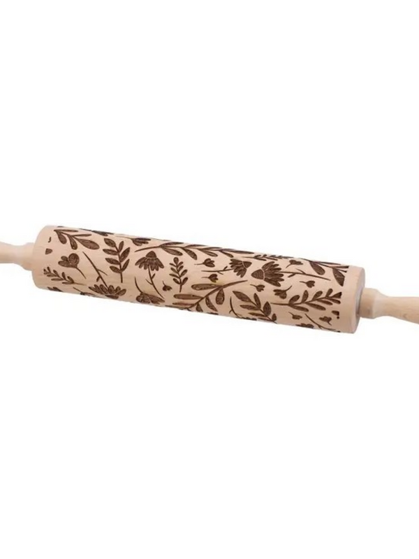 Large Floral Embossing Rolling Pin