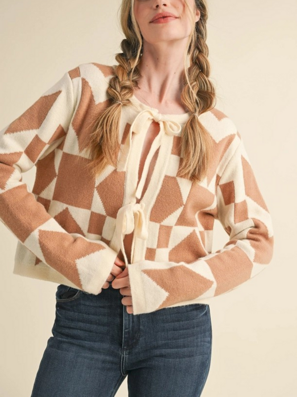 Bow Front beige sweater