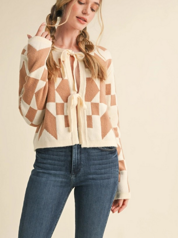 Bow Front beige sweater