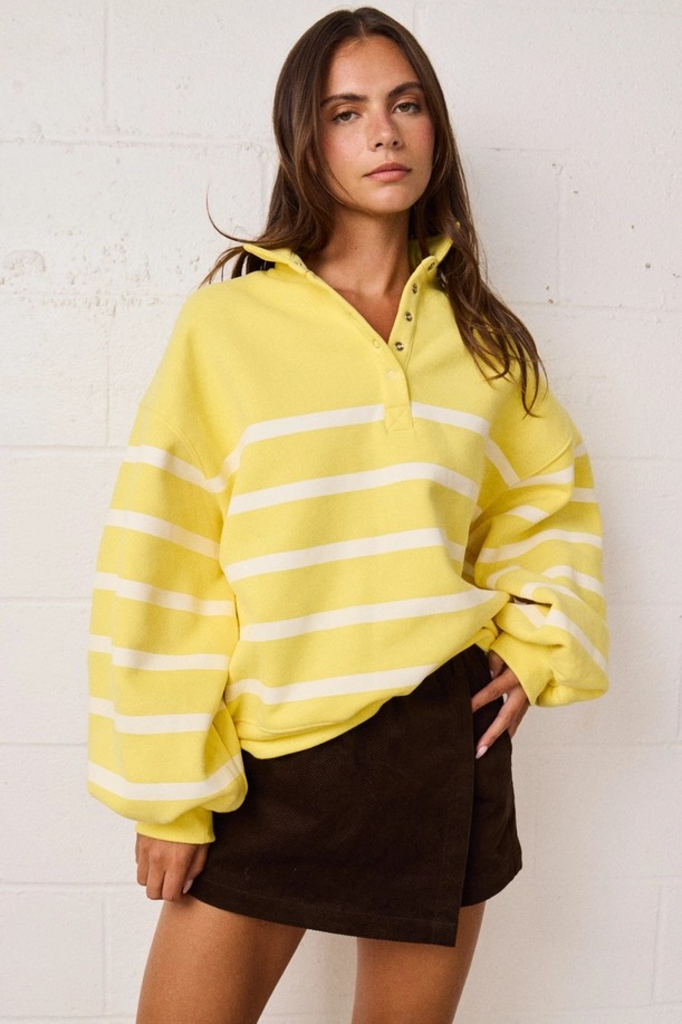 yellow & white stripe pullover