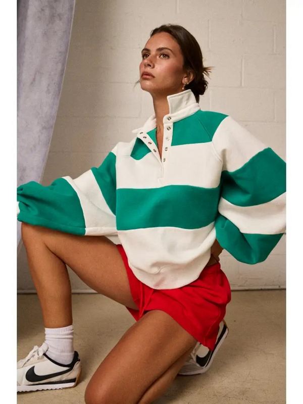 green striped pullover
