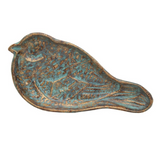 Vintage Patina Cast Iron Bird Jewelry Trinket Tray