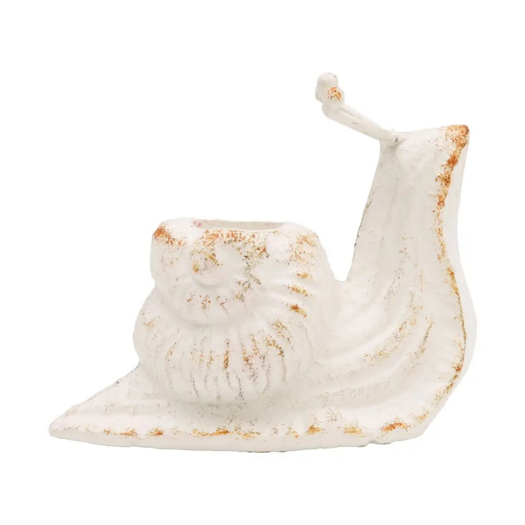 Snail Taper Candle Holder White