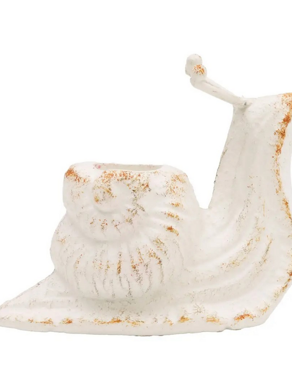 Snail Taper Candle Holder White
